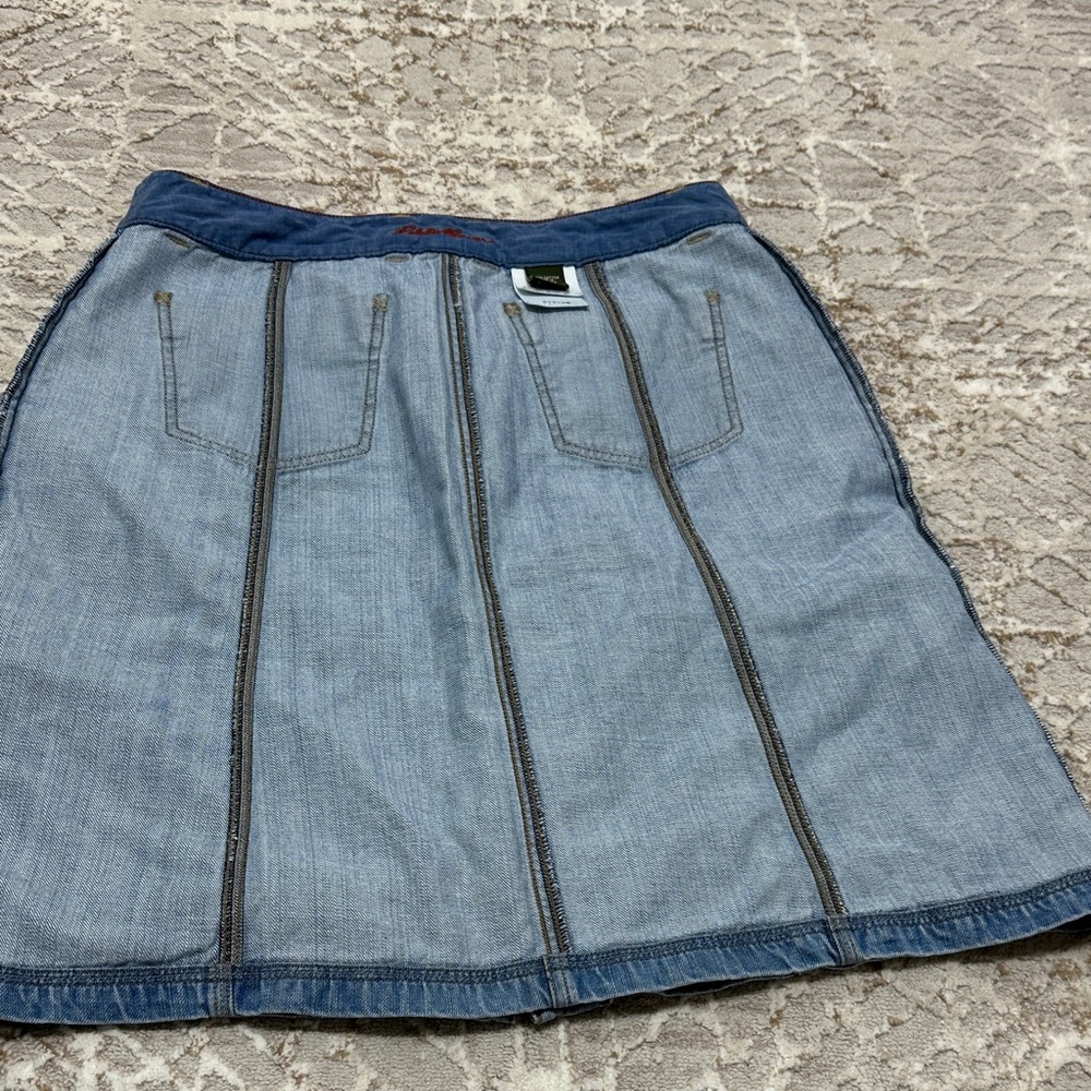 Eddie Bauer Medium Blue Denim A-Line Button-Front Skirt - Picture 5 of 9